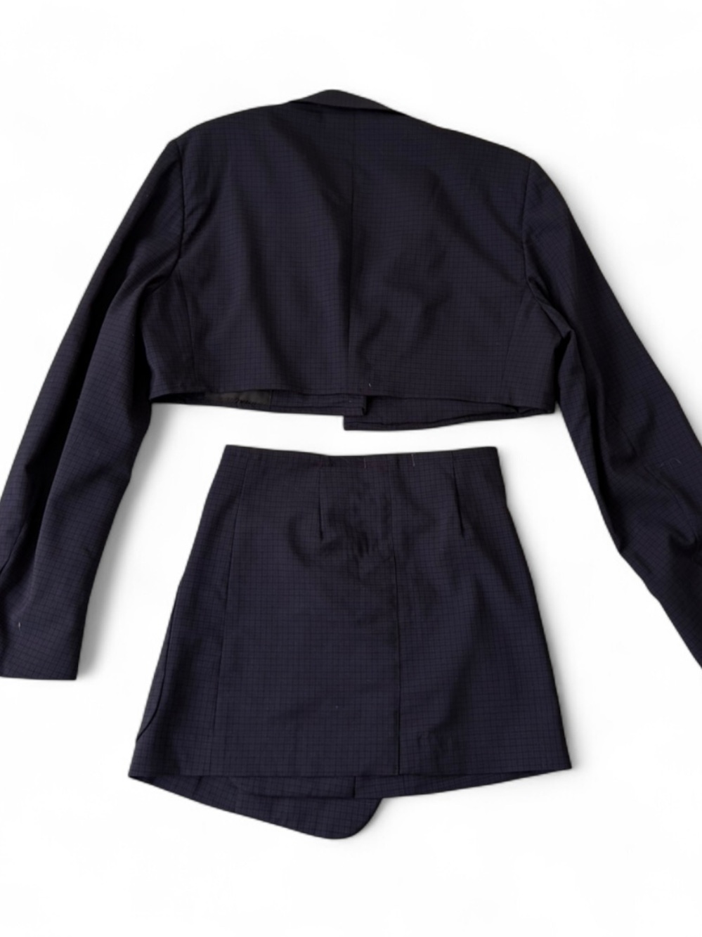 Prada Cropped Navy Blazer and Skirt Set - Picture 2 of 12